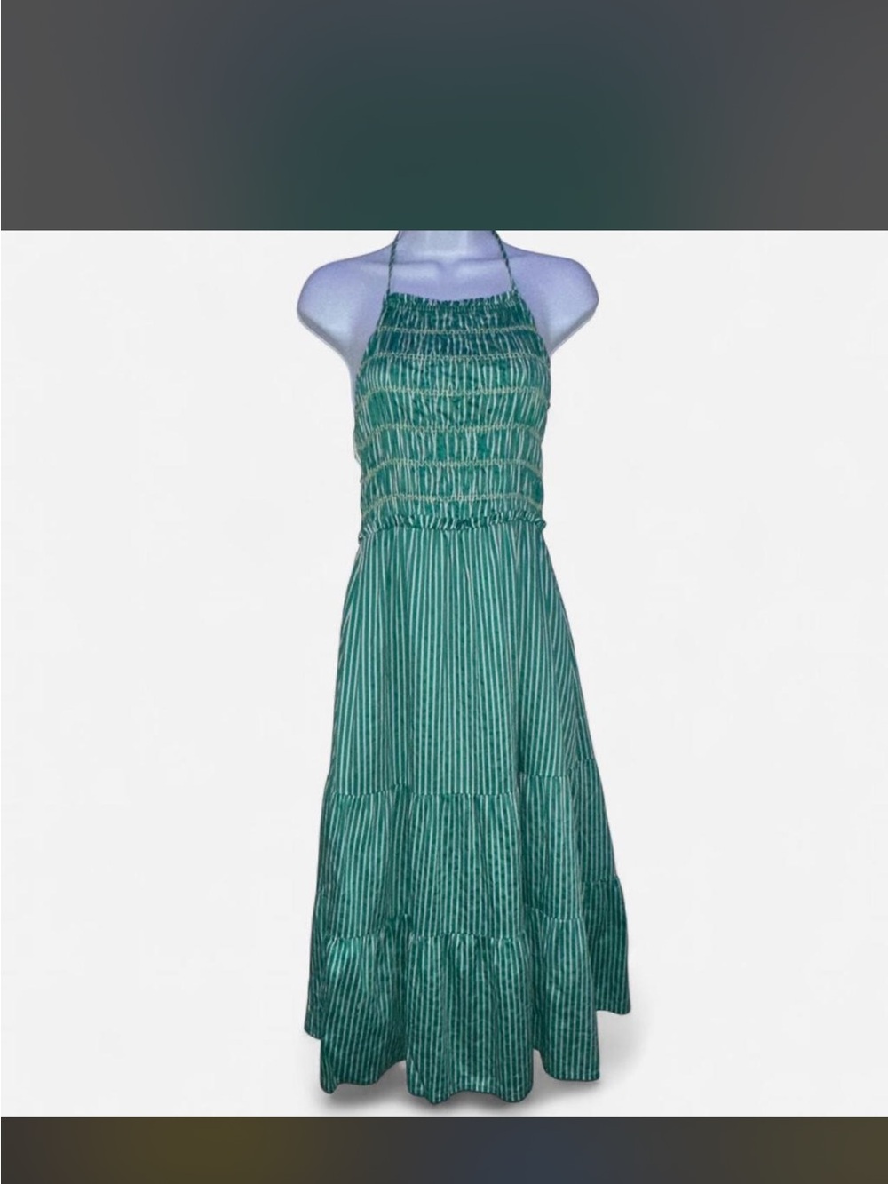Steve Madden Green Striped Halter Dress